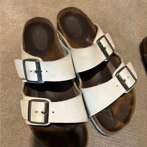 Birkenstock White Double-Strap Buckle Sandals